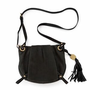 Vince Camuto Dark Olive Leather Bucket Bag Crossbody Tassel